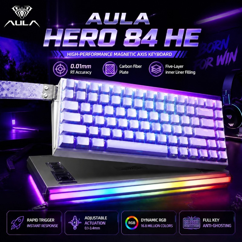 Gaming Keyboard Backlit - AULA HERO84 磁気式ゲーミングメカニカルキーボード ラピッドトリガー ホール効果スイッチ 8Kポーリング