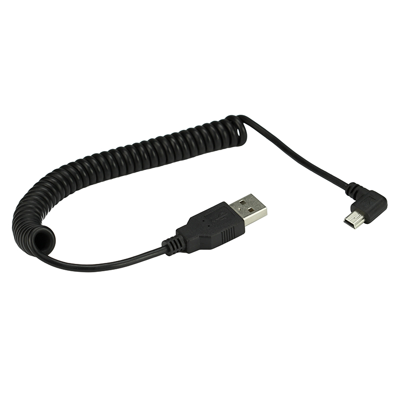 Coiled Usb Cable - ミニusb 5Pin 90度左または直角春コイル状のusb 2.0オスデータ & 同期充電ケーブル40センチメートル