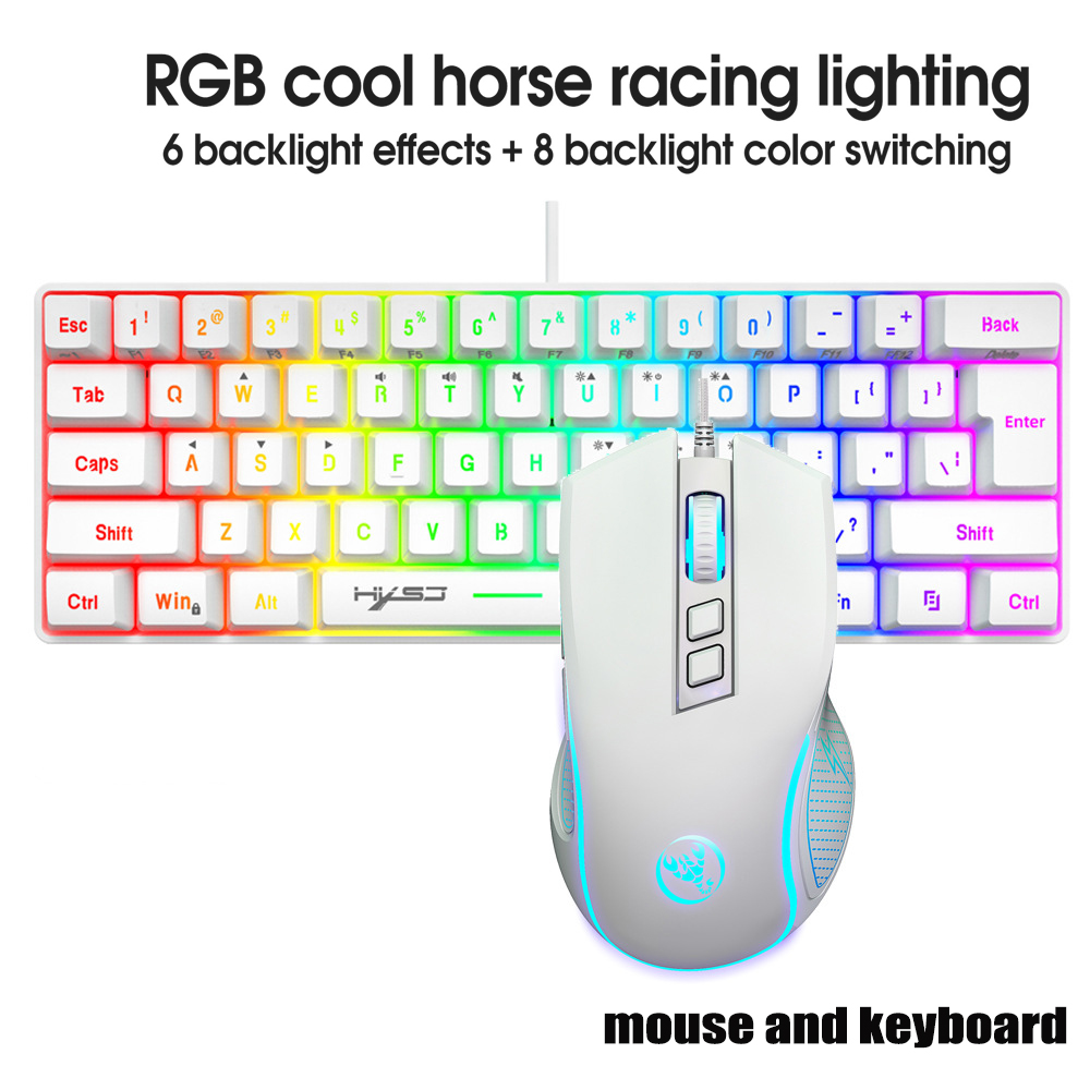 Gaming Keyboard And Mouse Combo - キーボードとマウスのセット、ゲーマー向けキーボードコンボ、60%PCキーボード（白）、ゲーミングキーボードとマウスのセット、お得なキーボードとマウスのセット