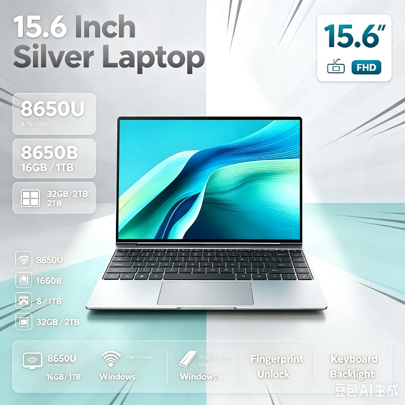 Gaming Keyboard 2026 - 2026年新型ポータブル15.6インチゲーミングノートパソコン、インテル Core i7-8650U搭載、32GB RAM、1TB SSD、指紋認証ロック解除機能付きノートPC
