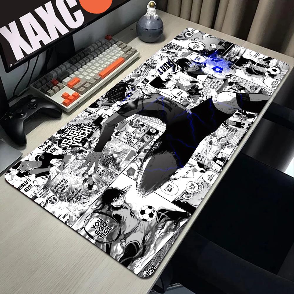 Gaming Keyboard Blue - 黒と白のアニメマウスパッドPC XXLゲーマーキャビネットマウスパッドキーボードラグラップトップブルーロックナギ征士郎デスクマットソフトカーペット