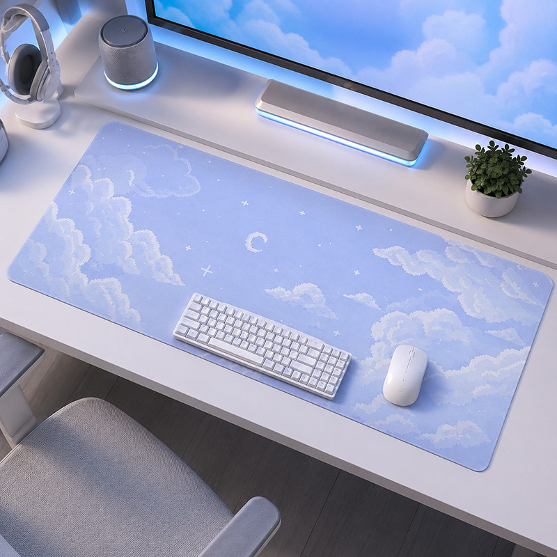 Gaming Keyboard Blue - マウスパッド ブルームーンクラウドスカイ ゲーミングプリントオンデマンドマウスパッド XXL キーボードパッド ノンスリップマウスパッド