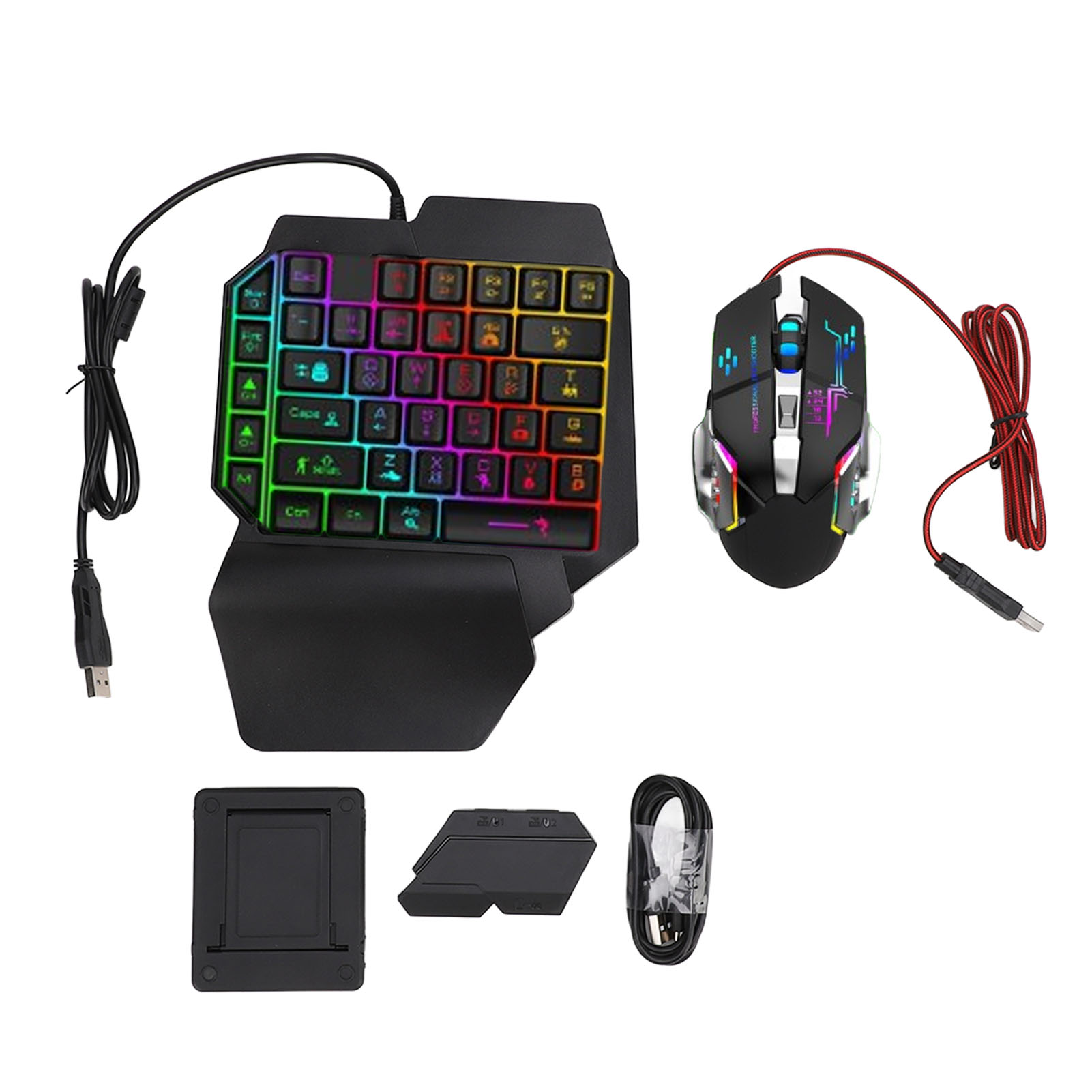 Gaming Keyboard And Mouse Combo - キーボード マウス コンバーター セット 応答性の高い片手キーボード マウス