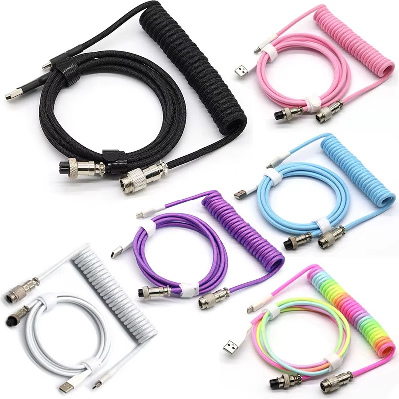 Coiled Usb Cable - USB タイプ C メカニカルキーボードコイル状ケーブルハードウェアリンカーコンピュータ航空機用メカニカルケーブルスパイラルゲーミング USB キーボードケーブル
