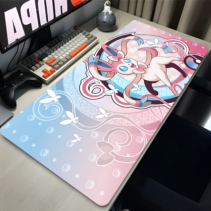 Gaming Keyboard Nearby - 大型ピンクかわいいマウスパッド XXL ゲームコンピュータアクセサリー P-ポケモン シルベオン キーボード