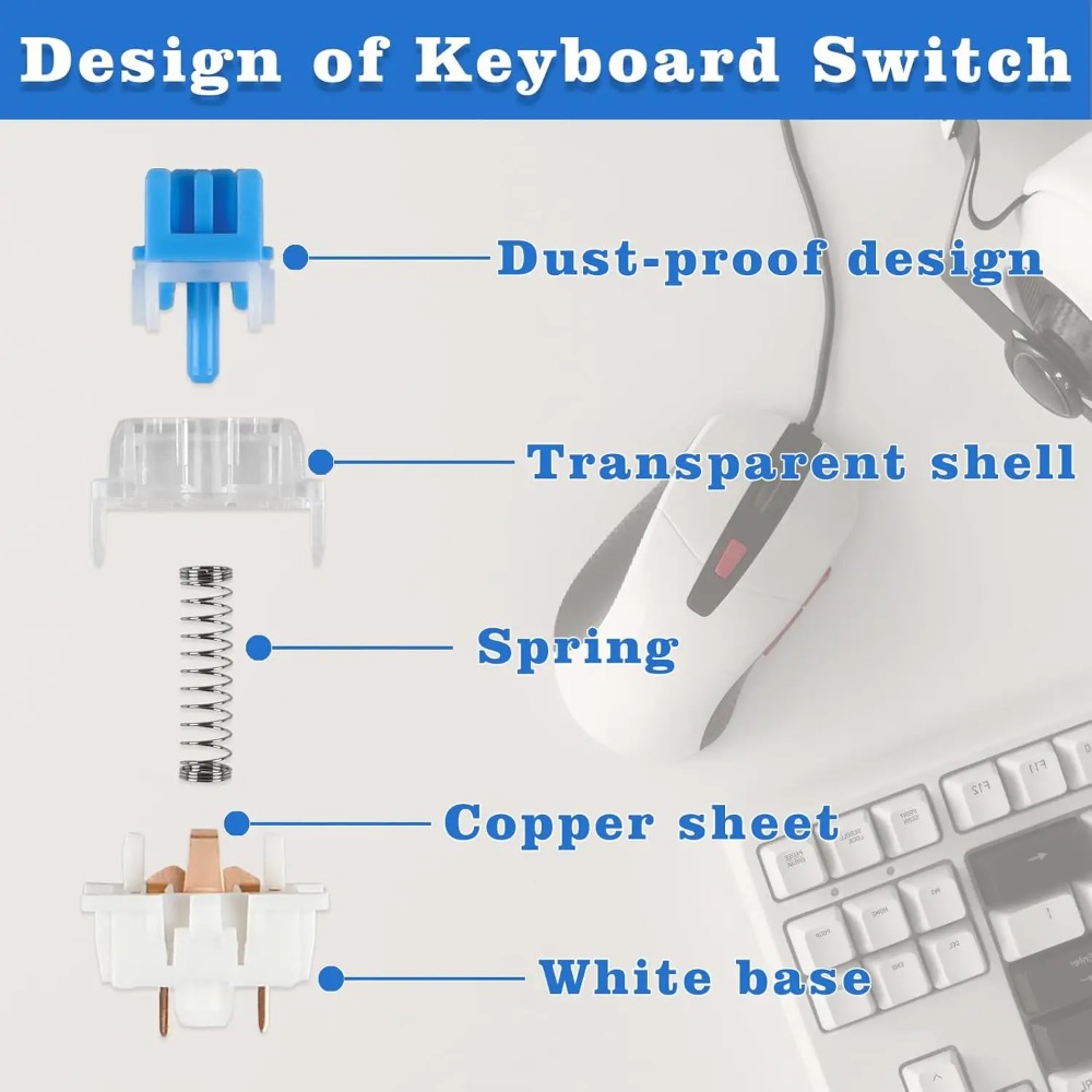 1-150 個 3 ピン DIY メカニカルキーボードスイッ - Gaming Keyboard Blue のレビューと価格