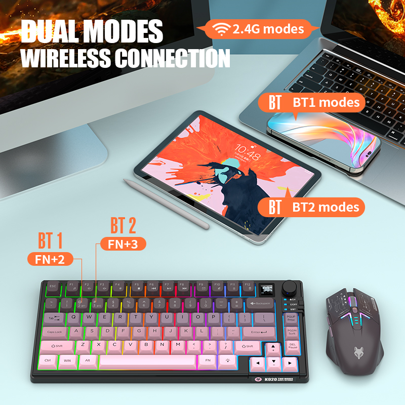 デュアルモード 2.4 グラム Bluetooth ワイヤレ - Gaming Keyboard And Mouse Combo のレビューと価格
