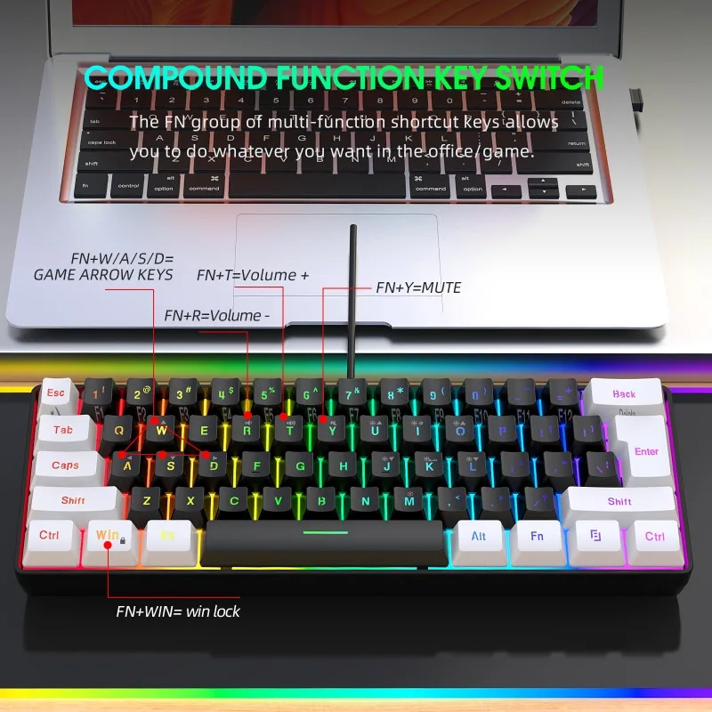 キーボードとマウス 60% コンピューターゲームコンボキット - Gaming Keyboard And Mouse Combo のレビューと価格