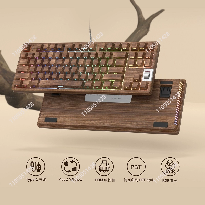 F87 ウォールナット 75% 有線ゲーミングメカニカルキー - Gaming Keyboard Backlit のレビューと価格