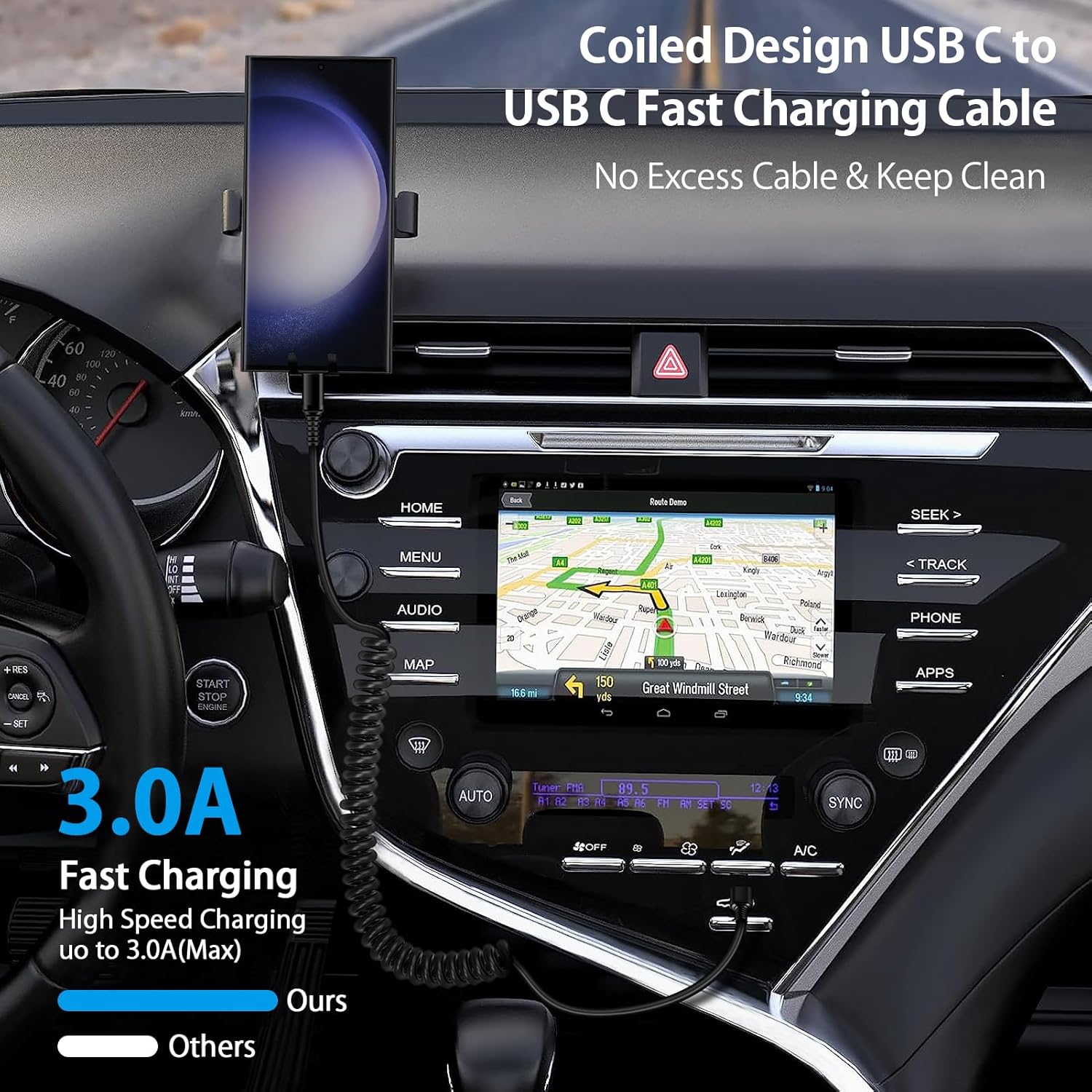 Android Auto対応 USB-C to USB-C  - Coiled Usb Cable のレビューと価格