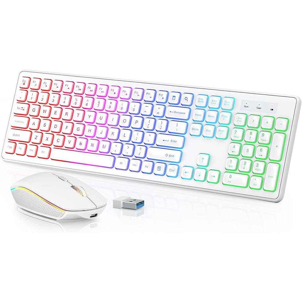 バックライト付きワイヤレスキーボードとマウス、静かなライトア - Gaming Keyboard And Mouse Combo のレビューと価格